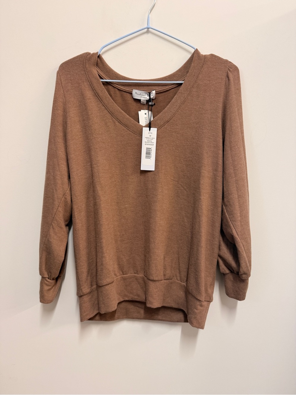 Michael Stars Relaxed V-Neck Pullover in Brown